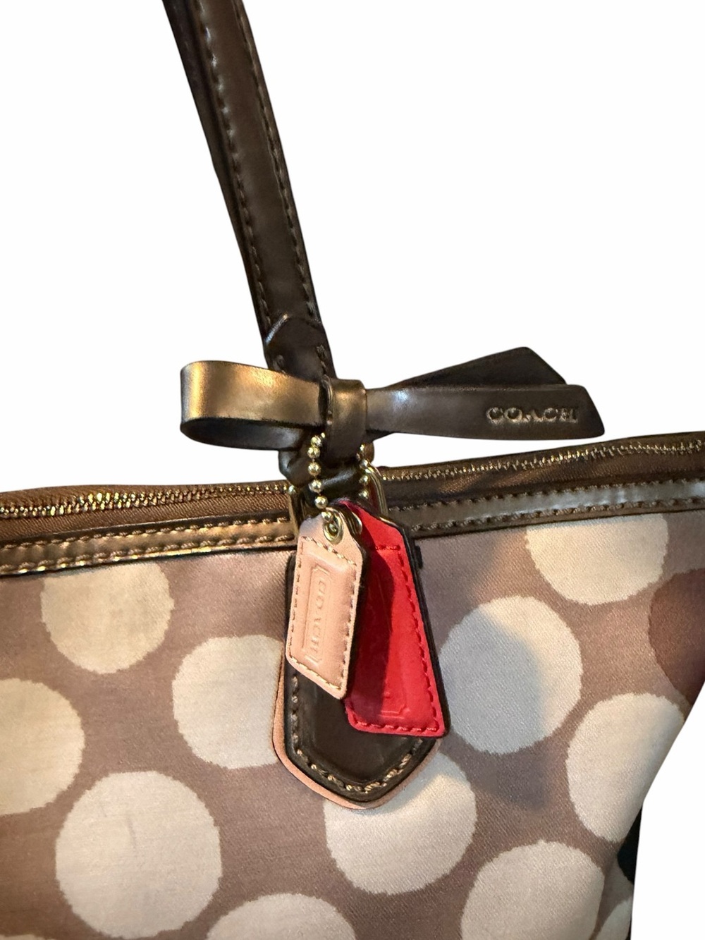 Coach Poppy Watercolor Polka Dot Tote Bag - Picture 3 of 9